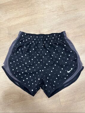 Nike Women’s Black Polka Dot Athletic Shorts with Gray Panels